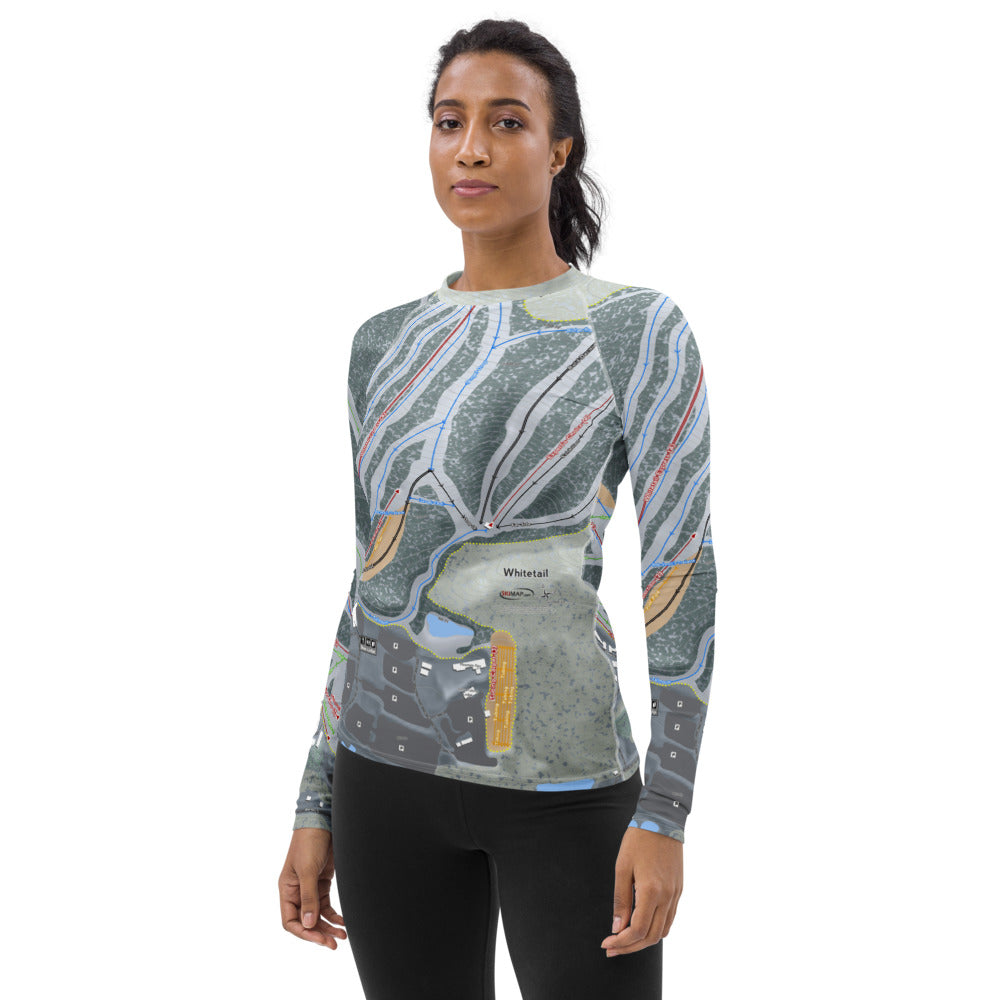 Whitetail, Pennsylvania Ski Trail Map Women's Base Layer Top - Powderaddicts