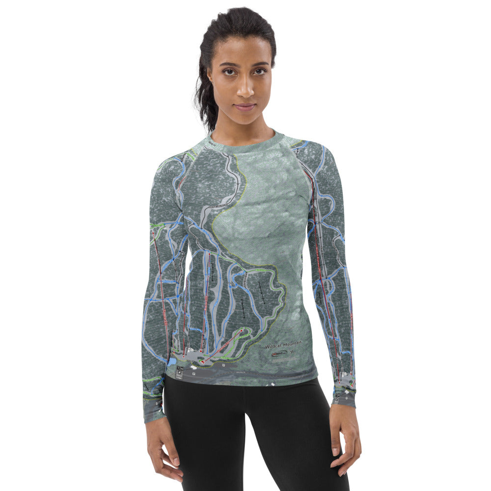 Wildcat Mountain, New Hampshire Ski Trail Map Women's Base Layer Top - Powderaddicts