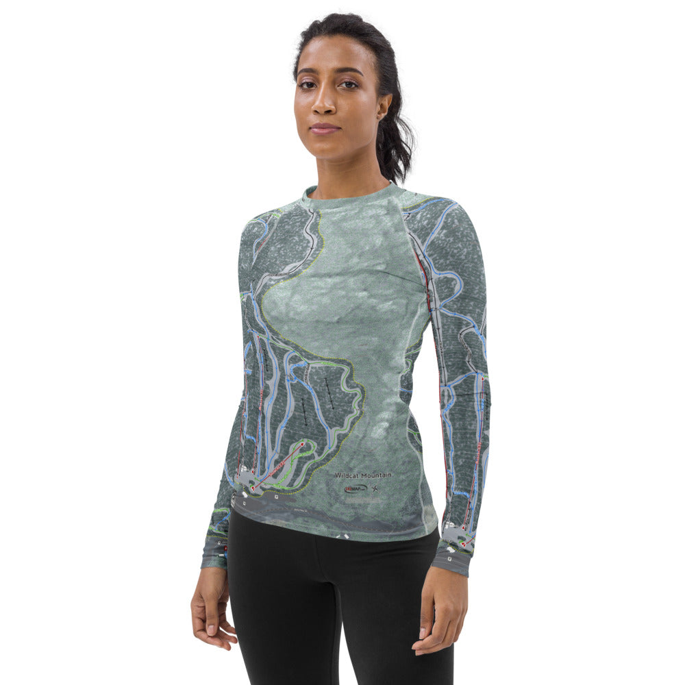 Wildcat Mountain, New Hampshire Ski Trail Map Women's Base Layer Top - Powderaddicts