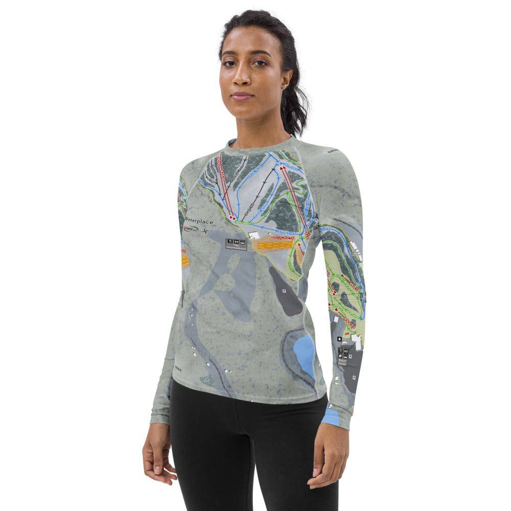 Winterplace, West Virginia Ski Trail Map Women's Base Layer Top - Powderaddicts