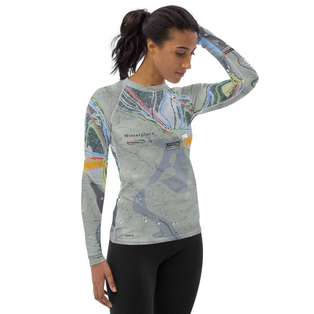 Winterplace, West Virginia Ski Trail Map Women's Base Layer Top - Powderaddicts