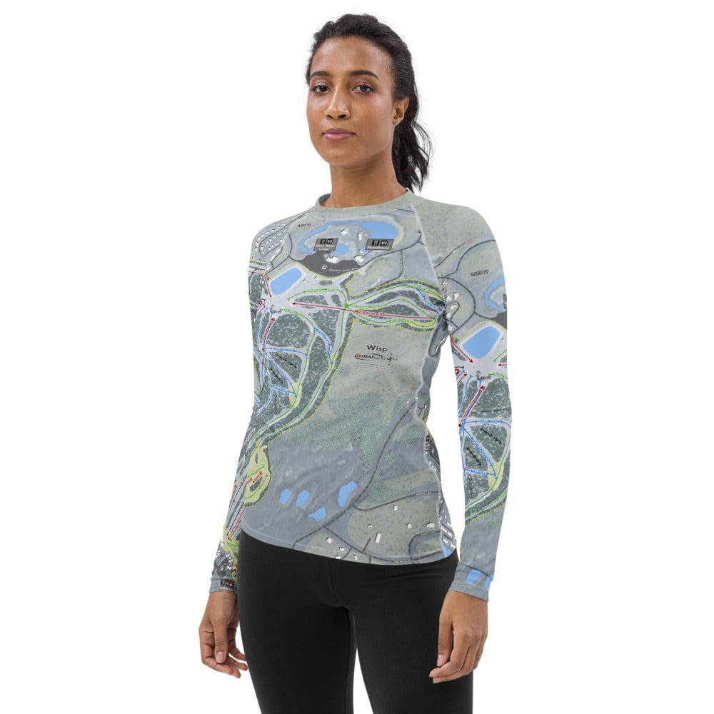 Wisp, Maryland Ski Trail Map Women's Base Layer Top - Powderaddicts