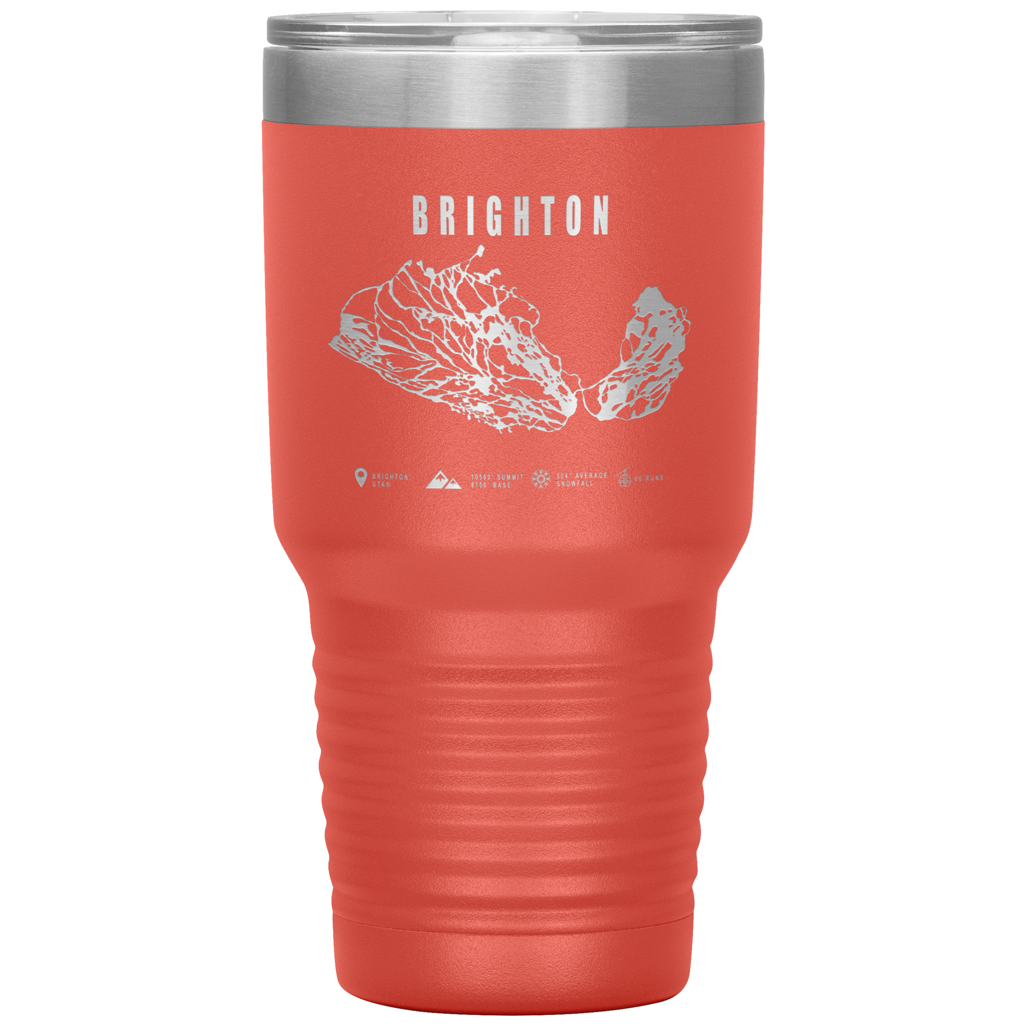 Brighton,Utah Ski Trail Map 30oz Tumbler - Powderaddicts