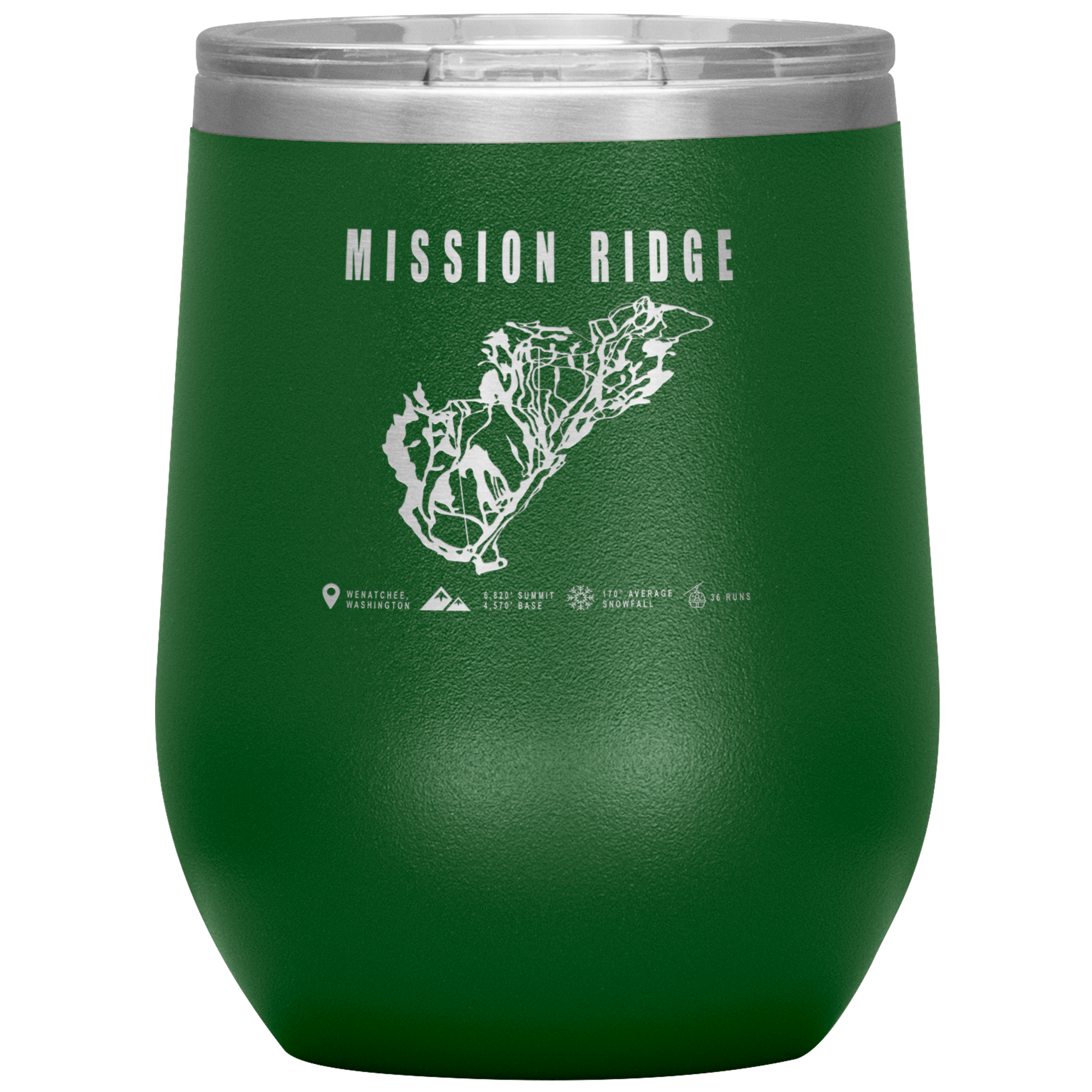 Mission Ridge, Washington Ski Trail Map Wine 12oz Tumbler - Powderaddicts