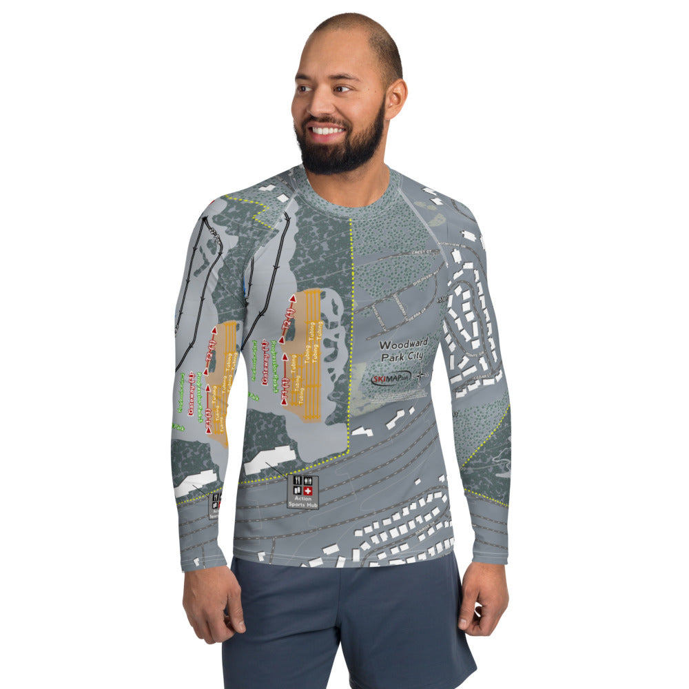 Woodward, Utah Ski Trail Map Men's Base Layer Top - Powderaddicts