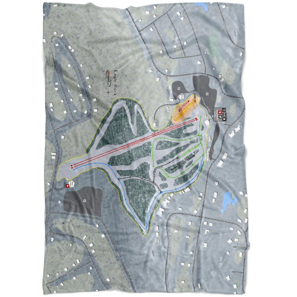 Eagle Rock, Pennsylvania Ski Trail Map Fleece Blanket - Powderaddicts