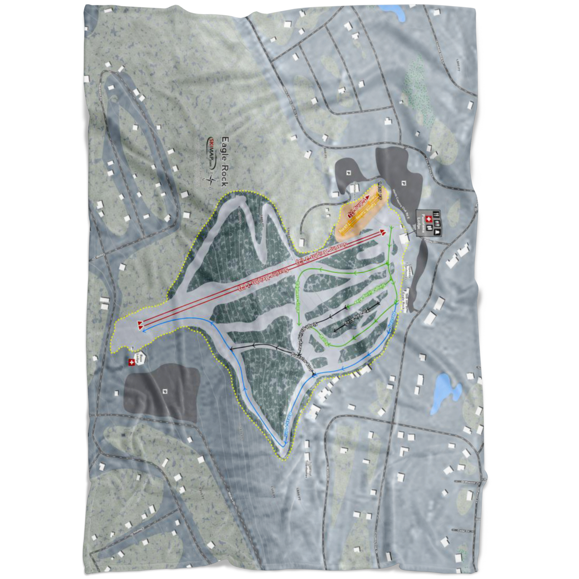 Eagle Rock, Pennsylvania Ski Trail Map Fleece Blanket - Powderaddicts