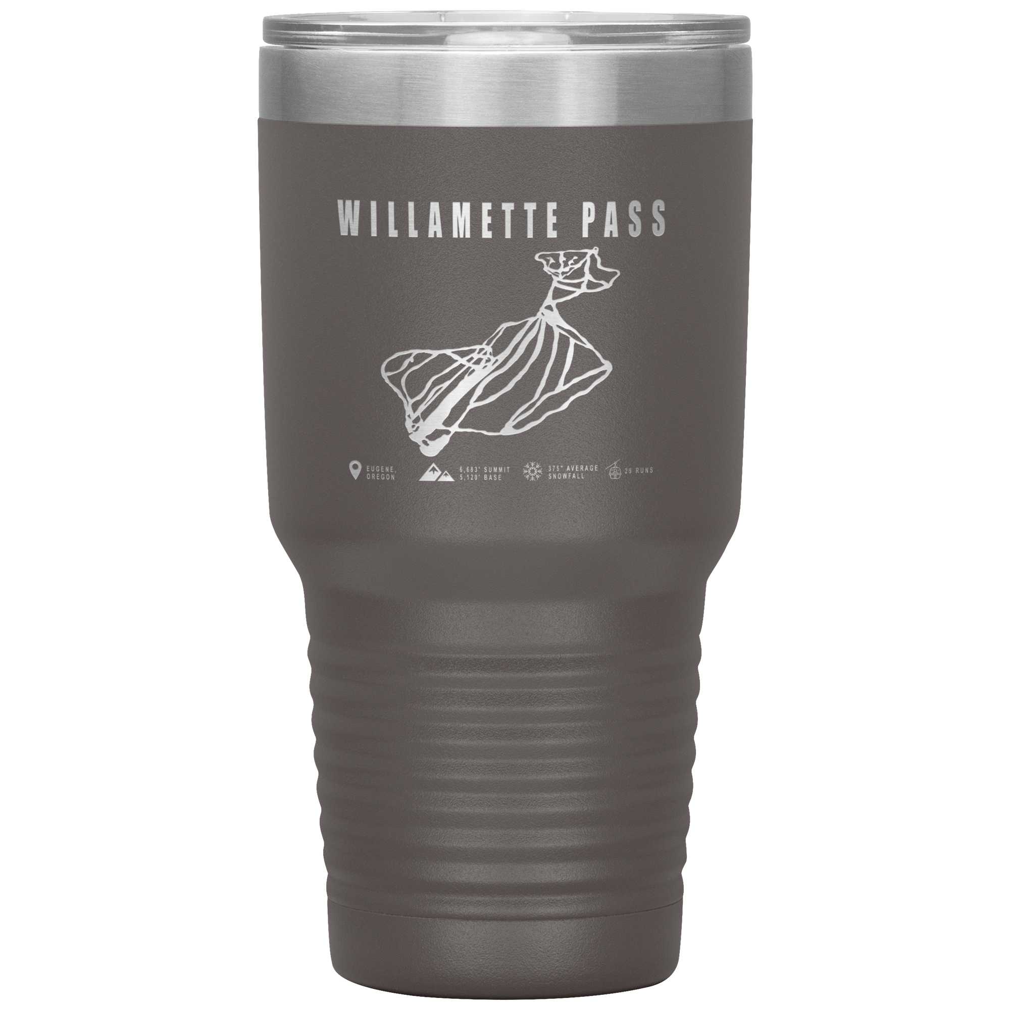 Willamette Pass, Oregon Ski Trail Map 30oz Tumbler - Powderaddicts