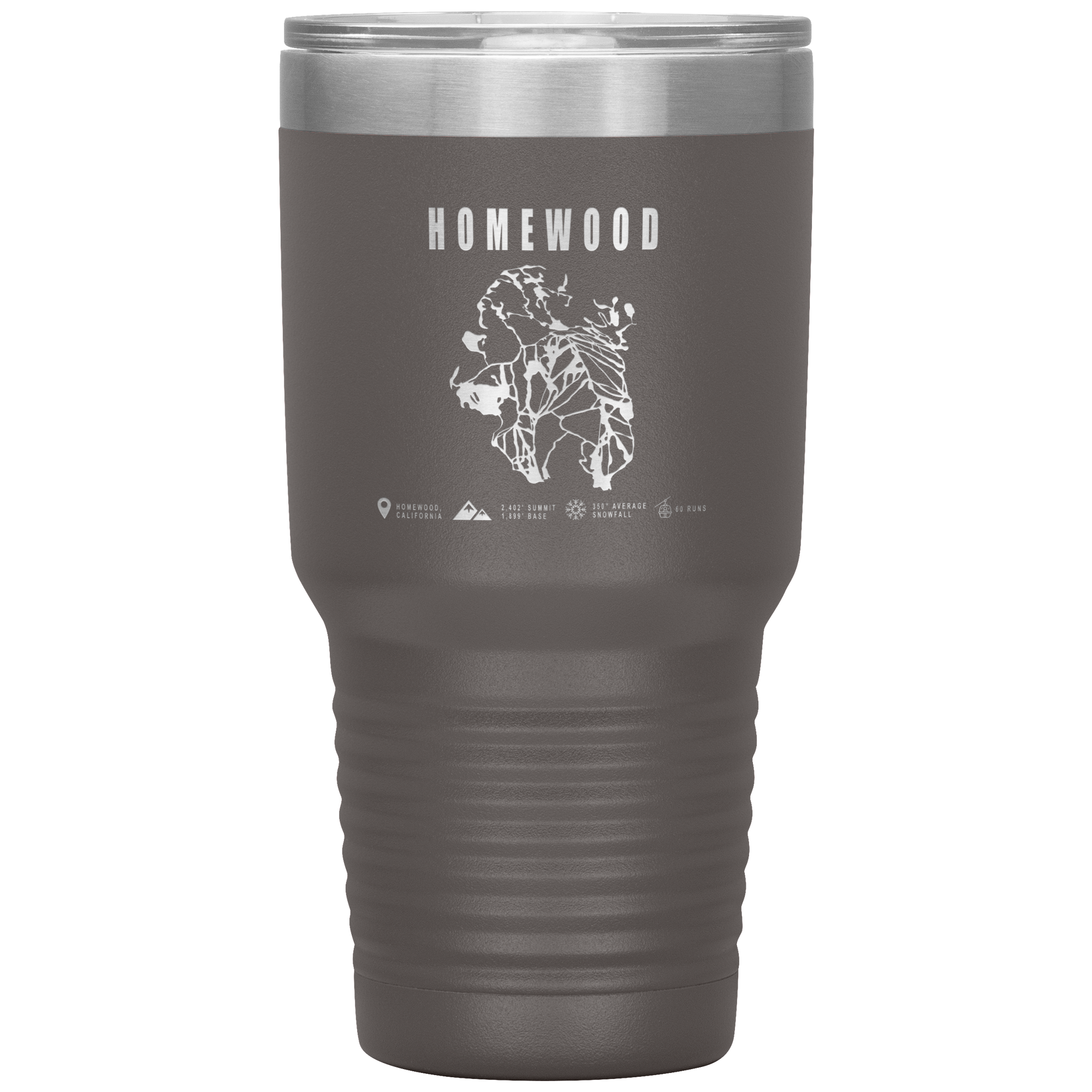 Homewood, California Ski Trail Map 30oz Tumbler - Powderaddicts