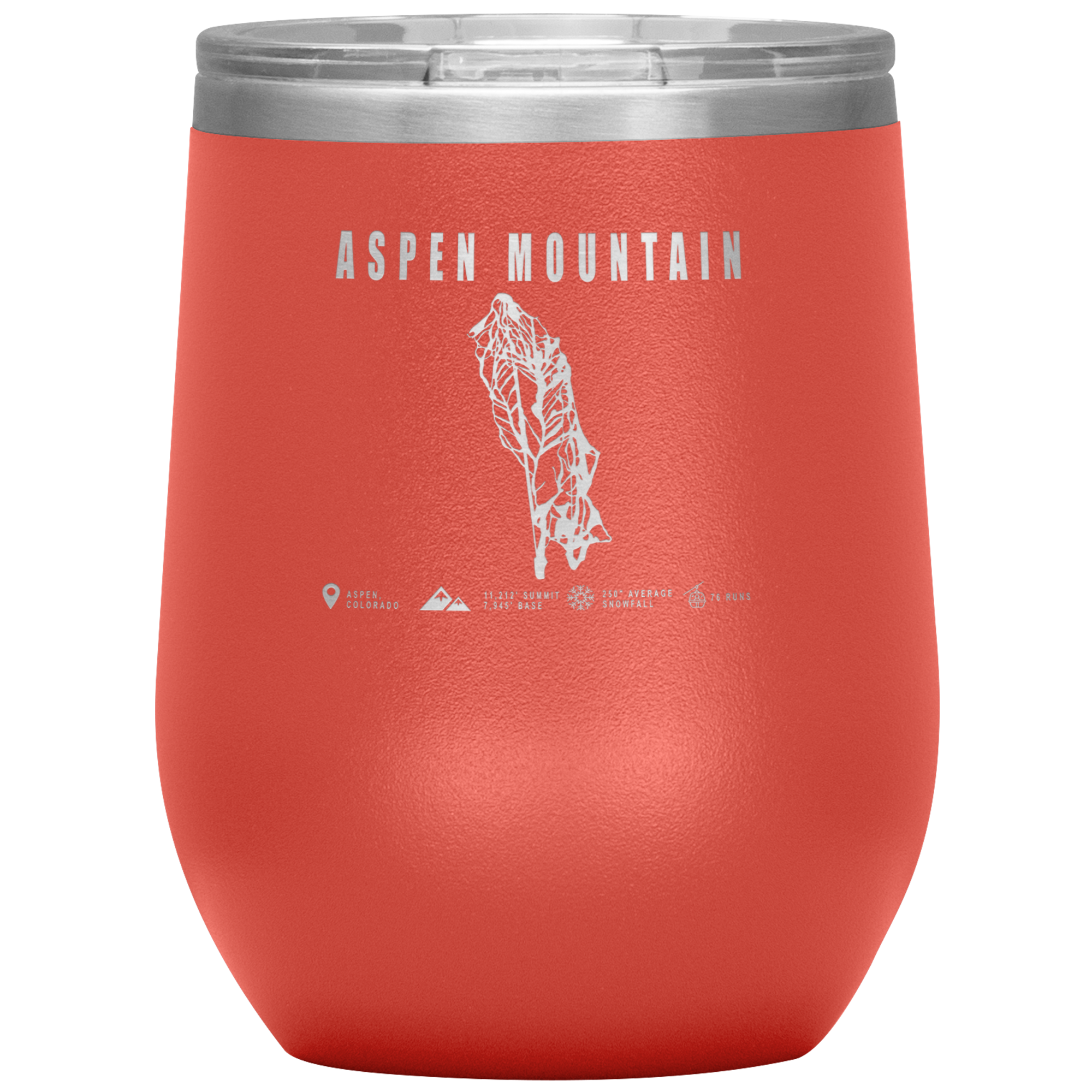 Aspen Mountain Colorado Ski Trail Map Wine 12oz Tumbler - Powderaddicts