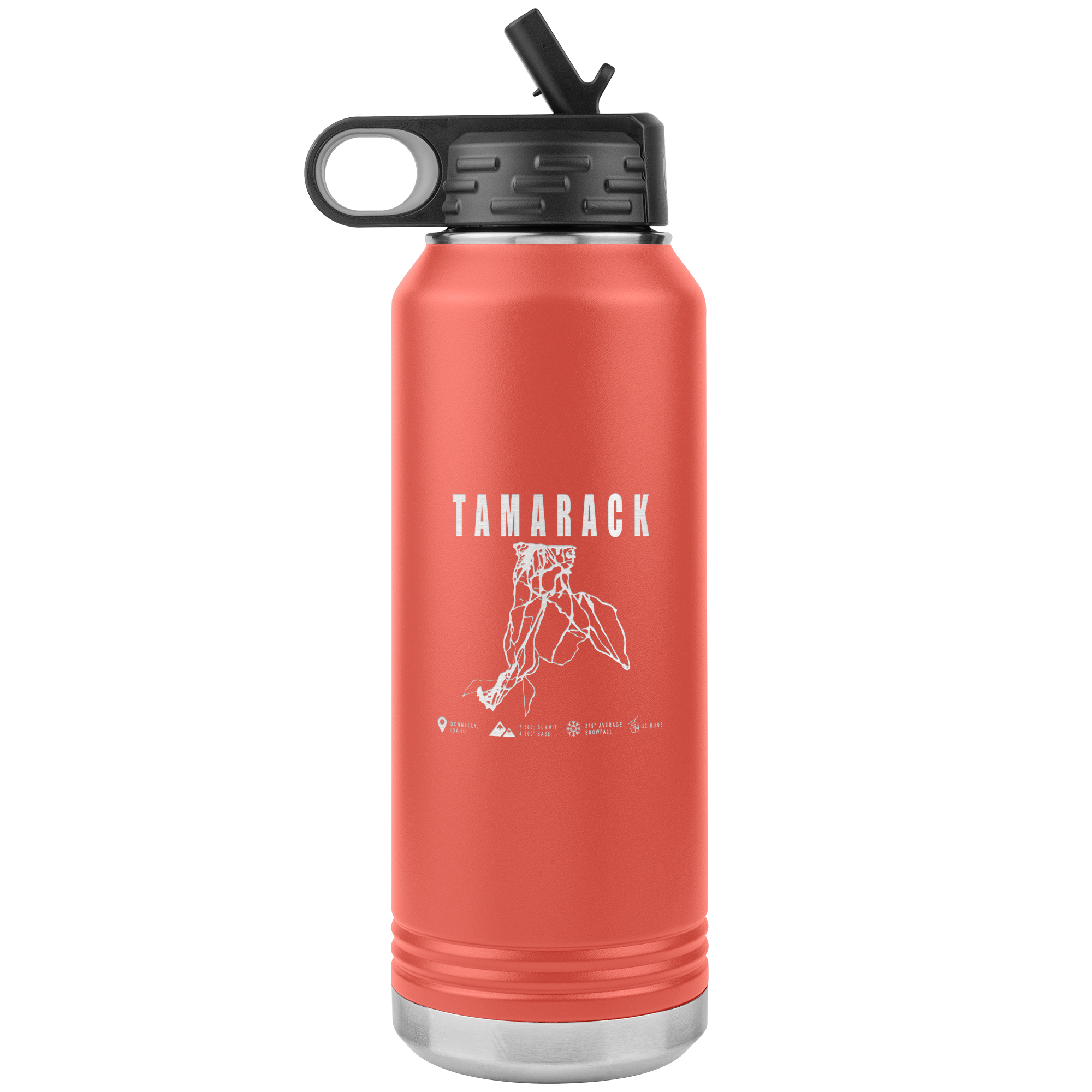 Tamarack Idaho Ski Trail Map 32oz Water Bottle Tumbler - Powderaddicts