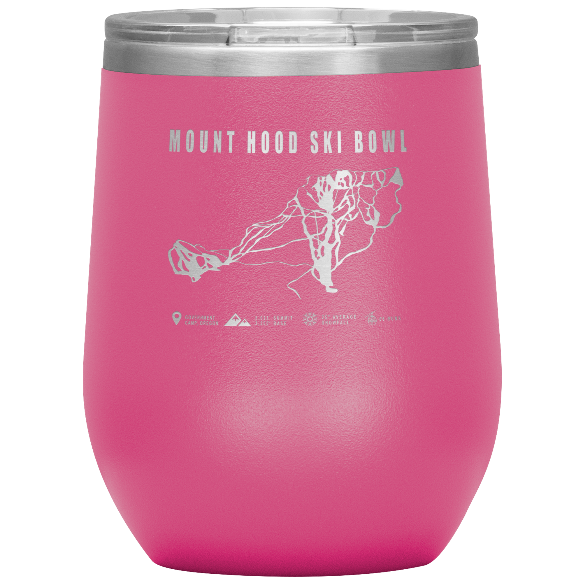 Mount Hood Ski Bowl, Oregon Ski Trail Map Wine 12oz Tumbler - Powderaddicts