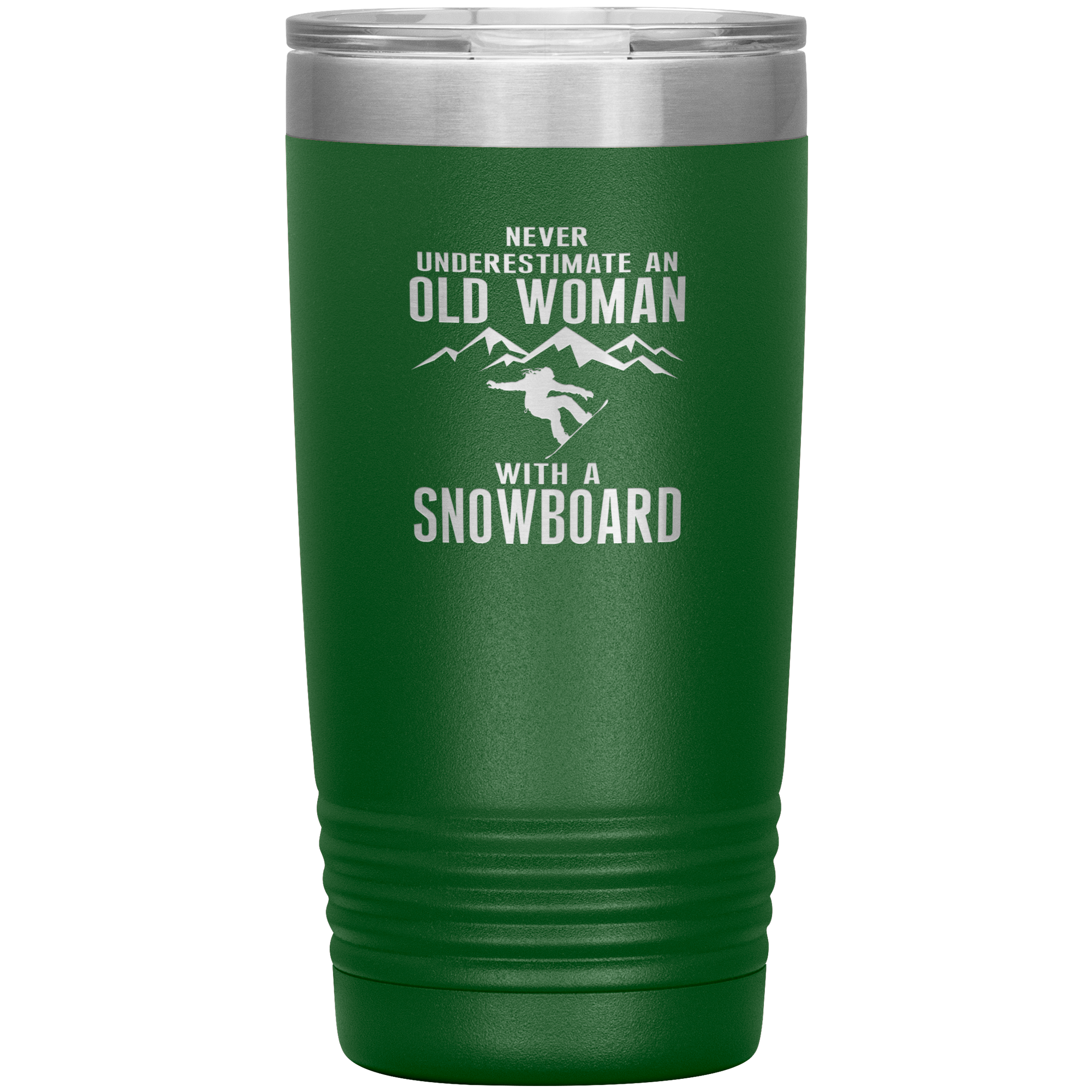 Never Underestimate An Old Woman With A Snowboard 20oz Tumbler - Powderaddicts