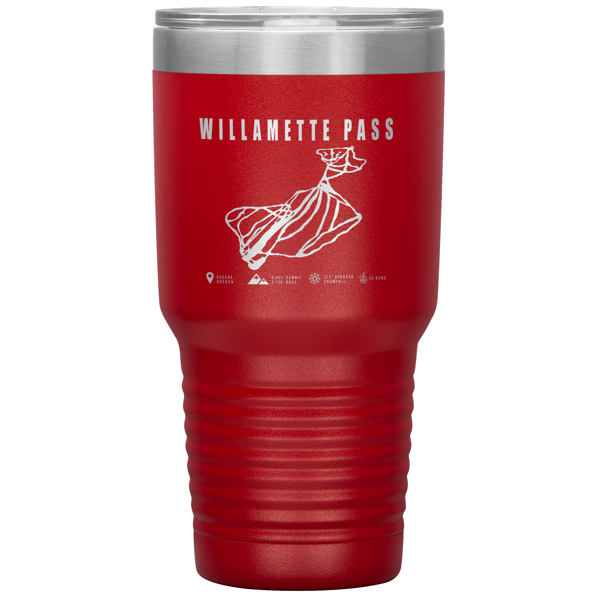 Willamette Pass, Oregon Ski Trail Map 30oz Tumbler - Powderaddicts