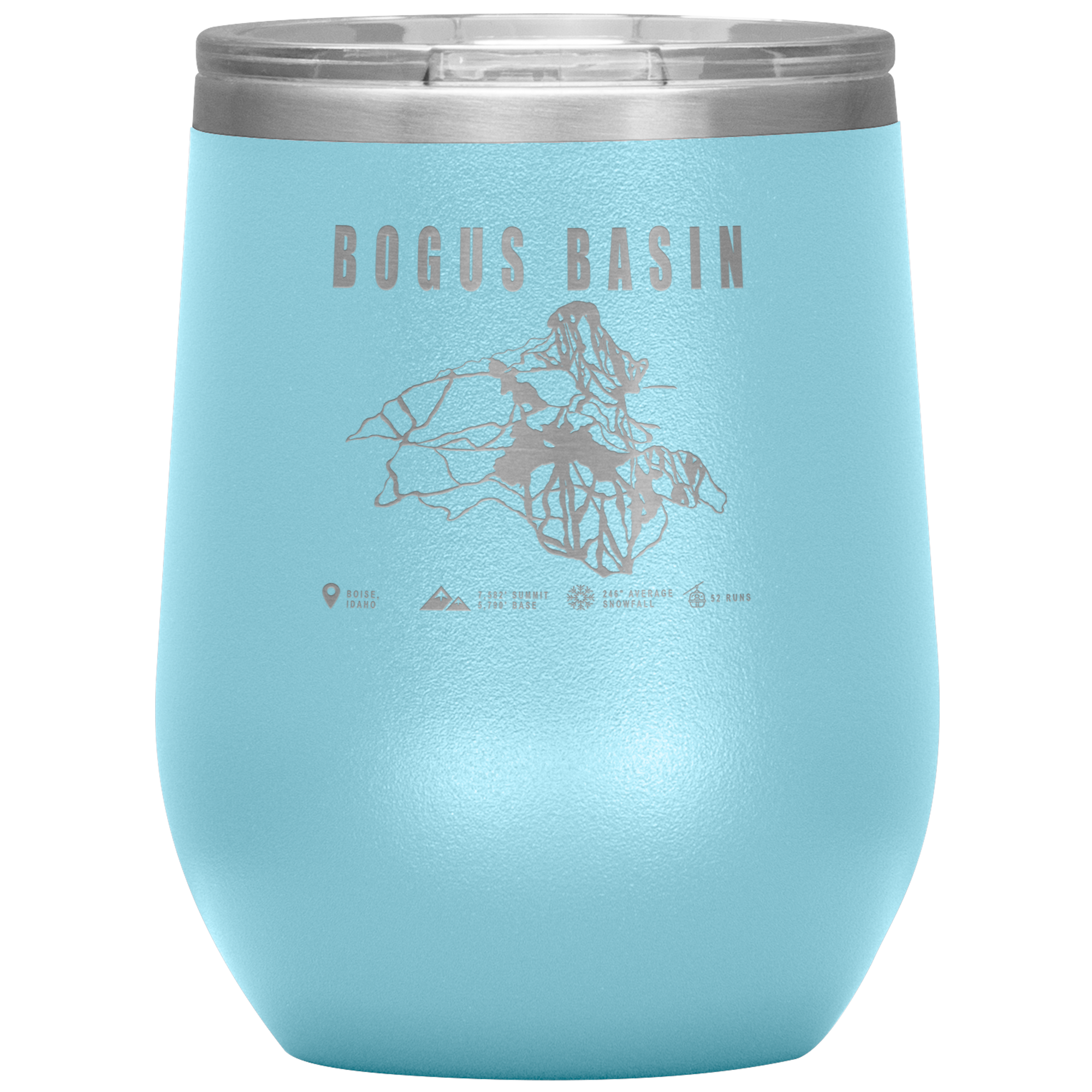 Bogus Basin Idaho Ski Trail Map Wine 12oz Tumbler - Powderaddicts