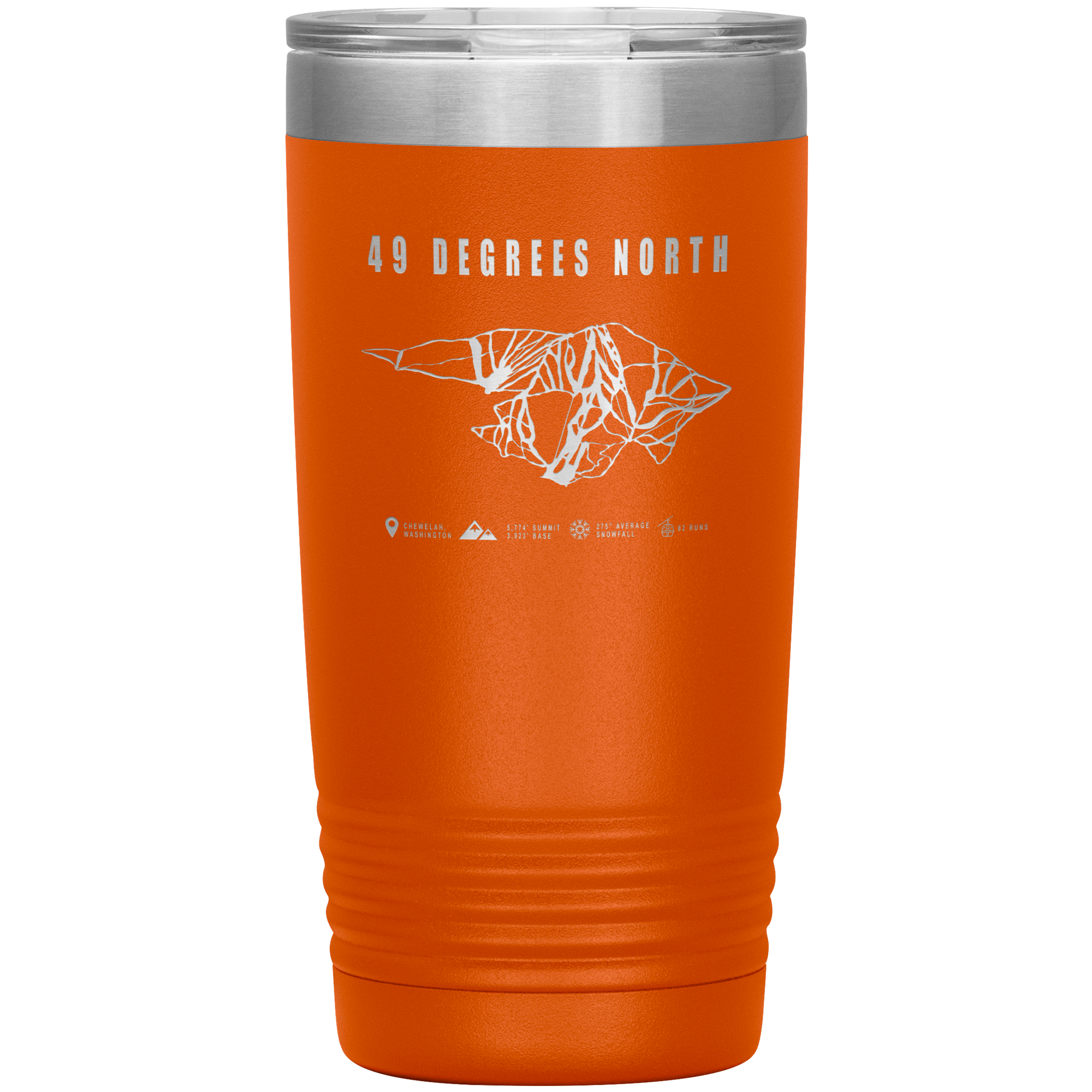 49 Degrees North, Washington Ski Trail Map 20oz Tumbler - Powderaddicts