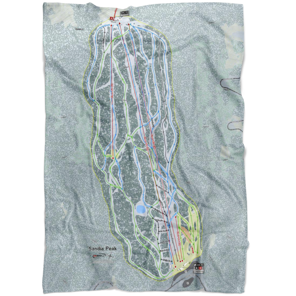 Sandia Peak, New Mexico Ski Trail Map Fleece Blanket - Powderaddicts