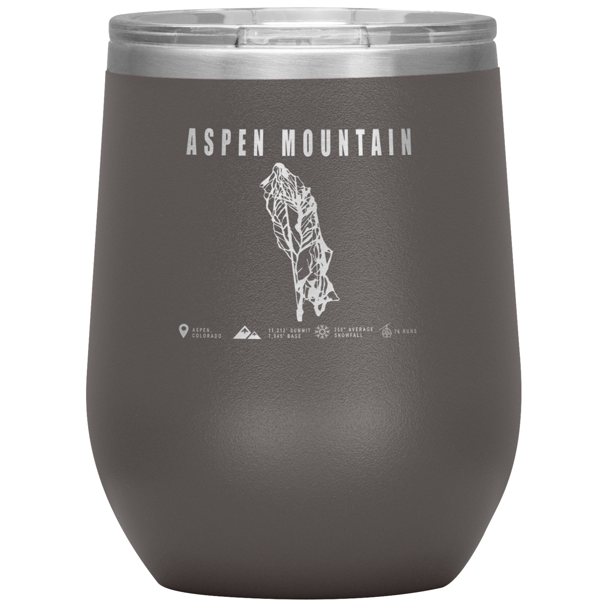 Aspen Mountain Colorado Ski Trail Map Wine 12oz Tumbler - Powderaddicts