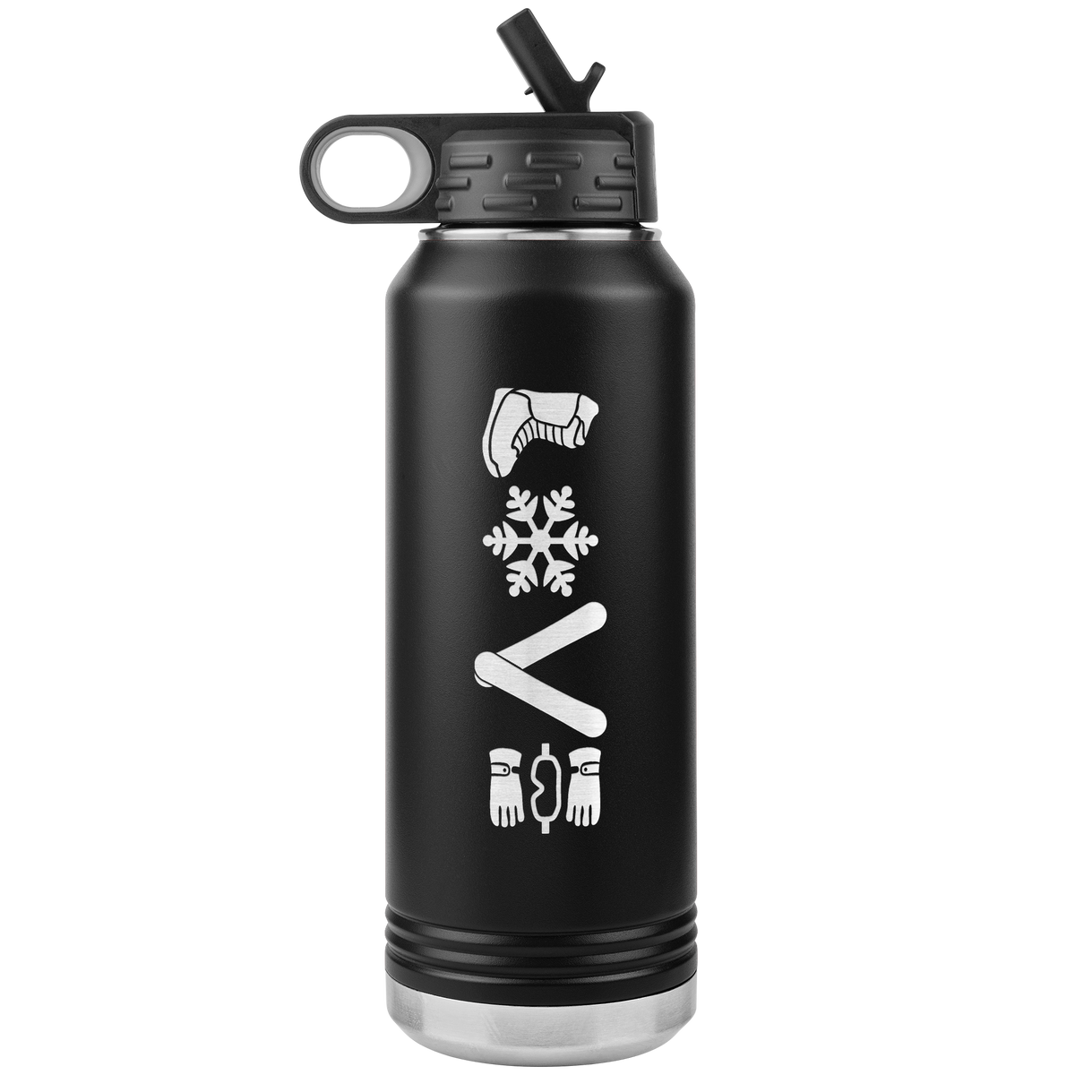 Love Snowboard Symbols 32oz Water Bottle Tumbler - Powderaddicts