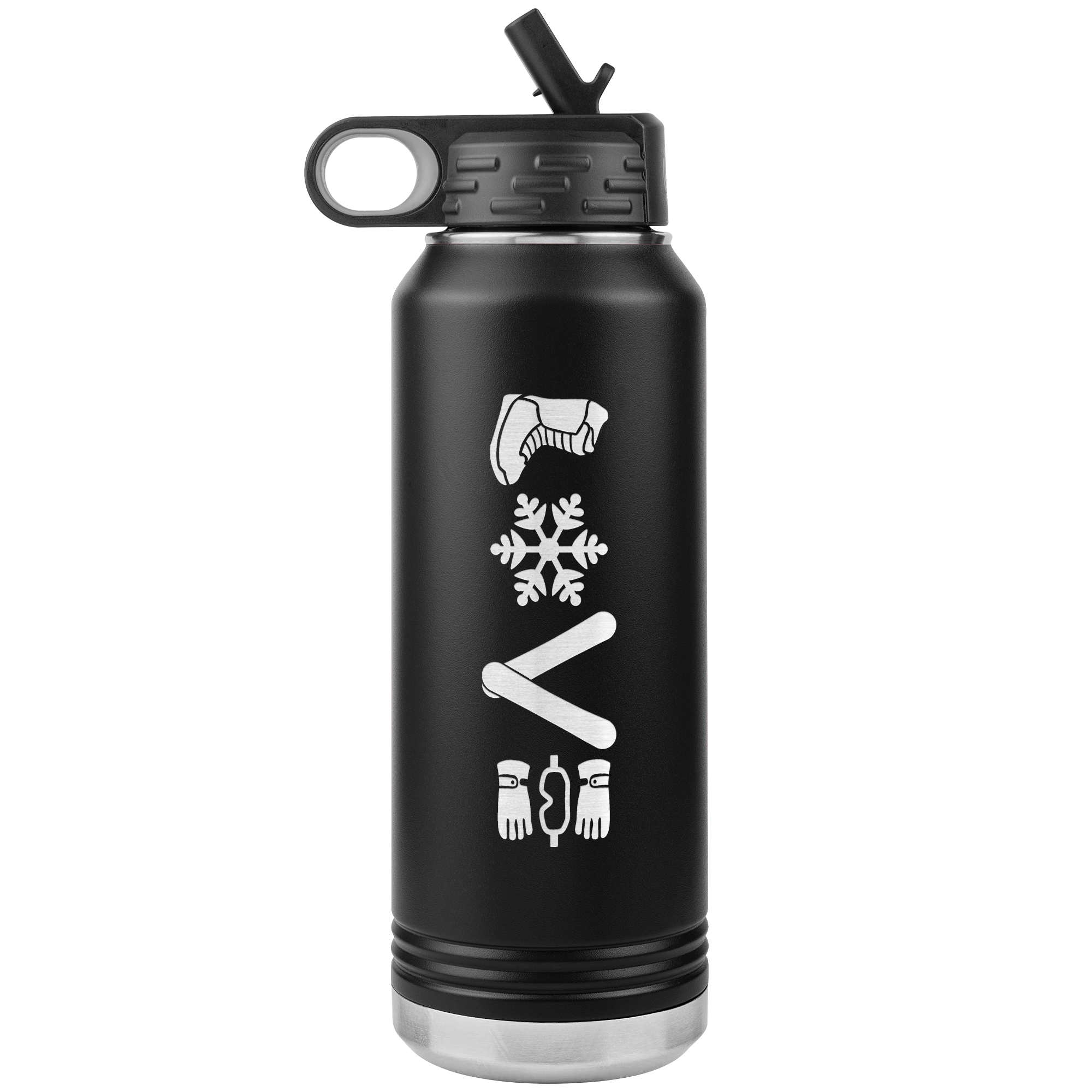 Love Snowboard Symbols 32oz Water Bottle Tumbler - Powderaddicts