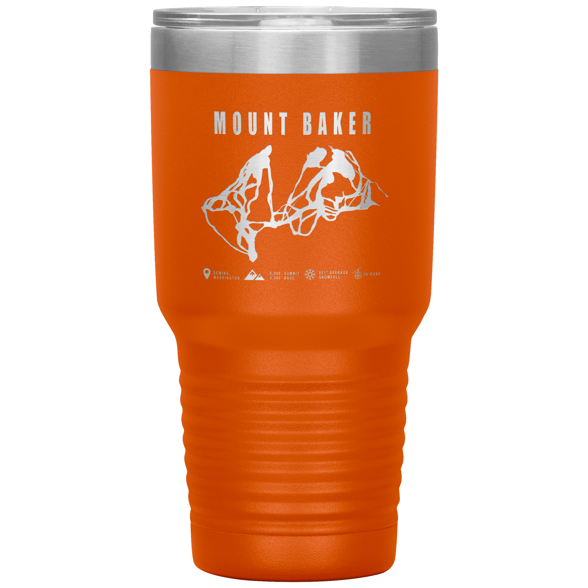 Mount Baker, Washington Ski Trail Map 30oz Tumbler - Powderaddicts