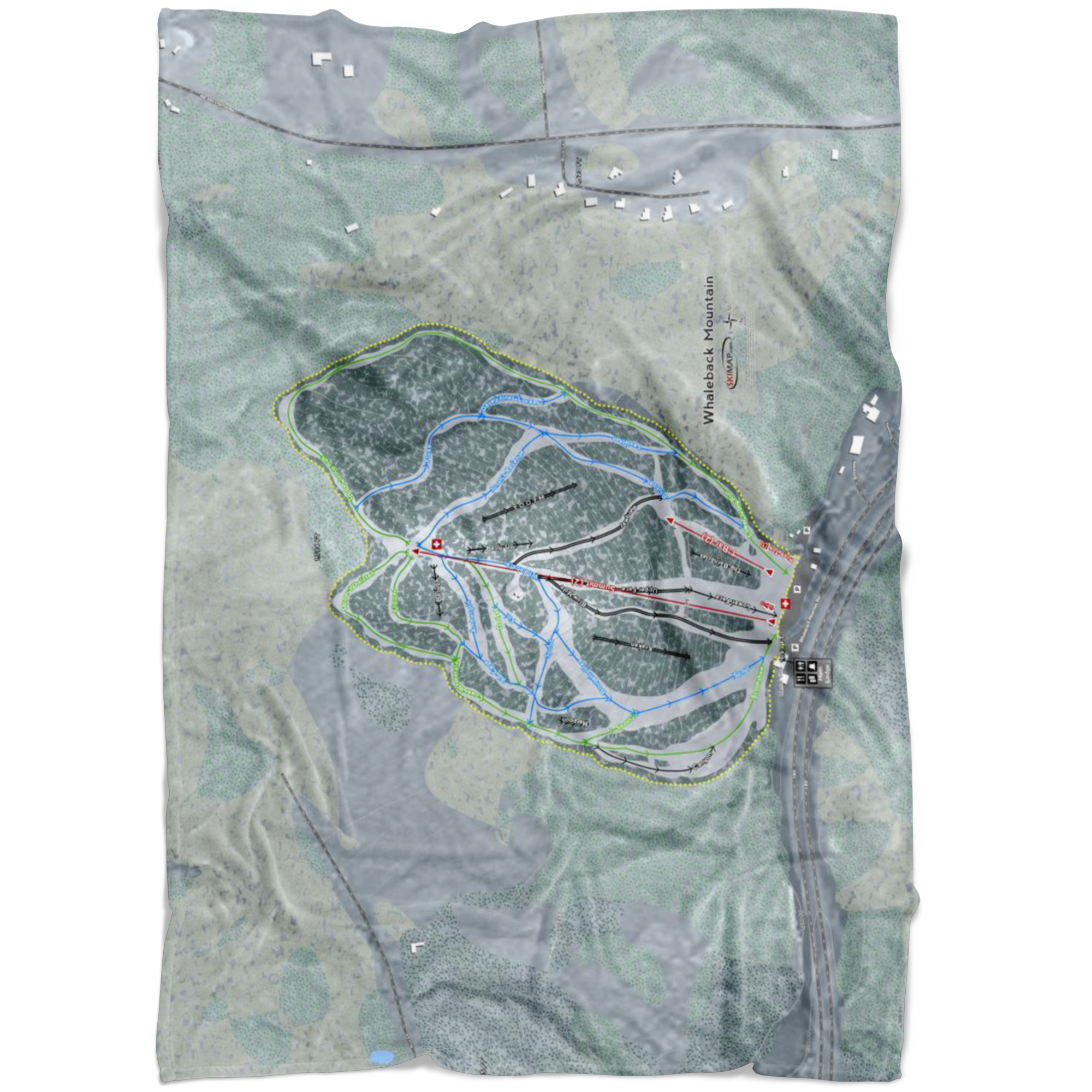 Whaleback Mountain, New Hampshire Ski Trail Map Fleece Blanket - Powderaddicts