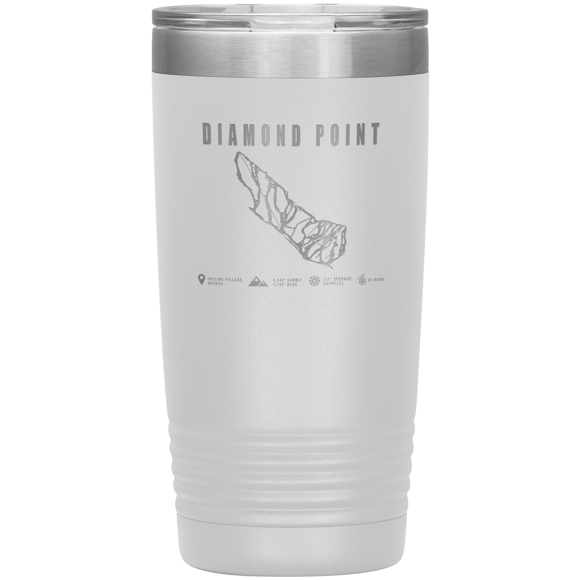 Diamond Point, Nevada Ski Trail Map 20oz Tumbler - Powderaddicts