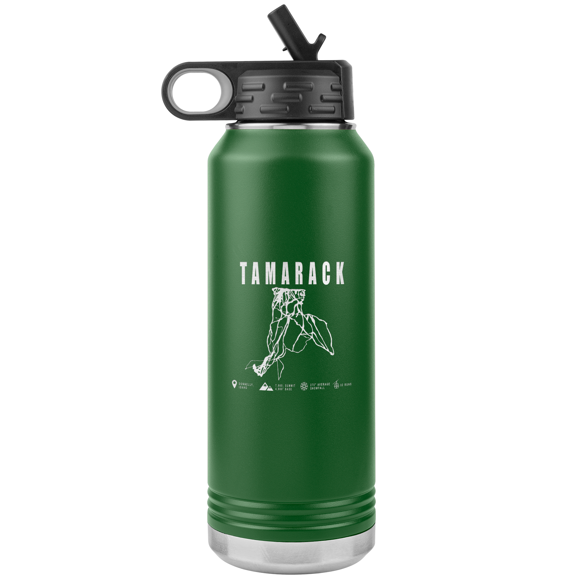 Tamarack Idaho Ski Trail Map 32oz Water Bottle Tumbler - Powderaddicts