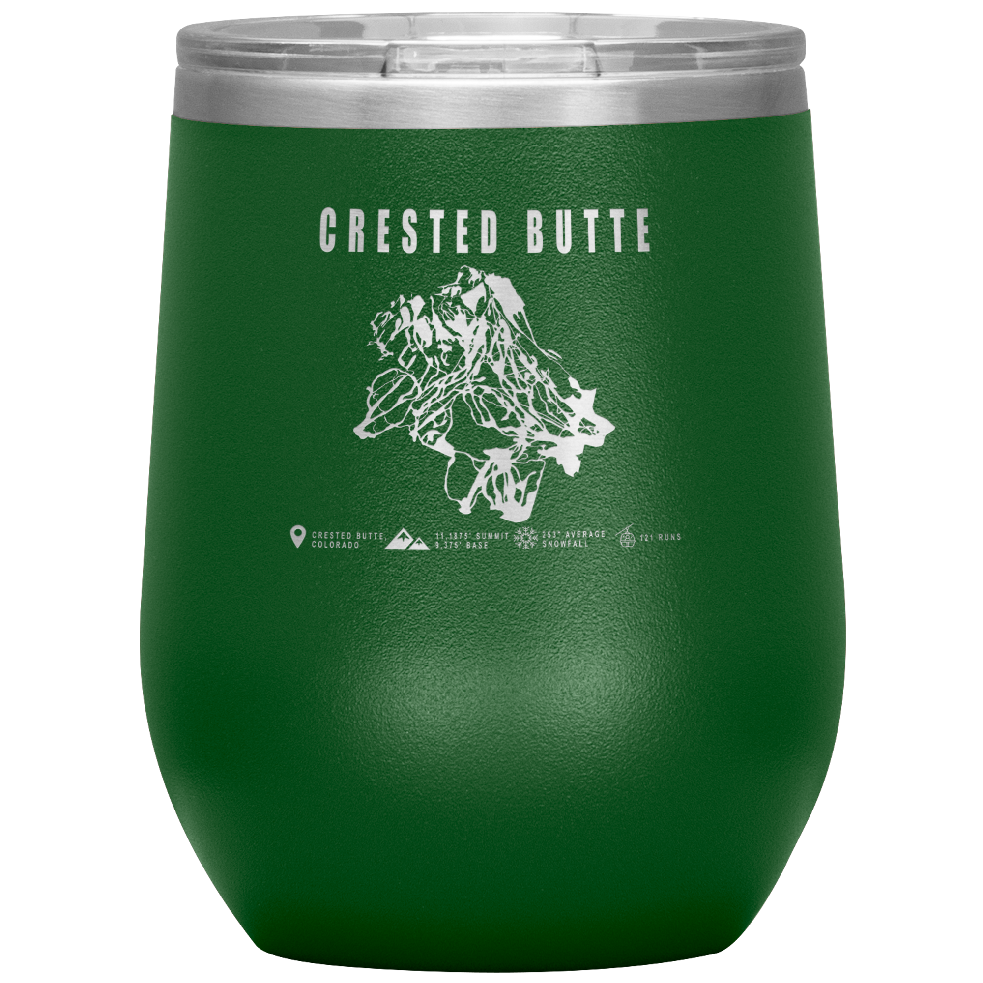 Crested Butte Colorado Ski Trail Map Wine 12oz Tumbler - Powderaddicts