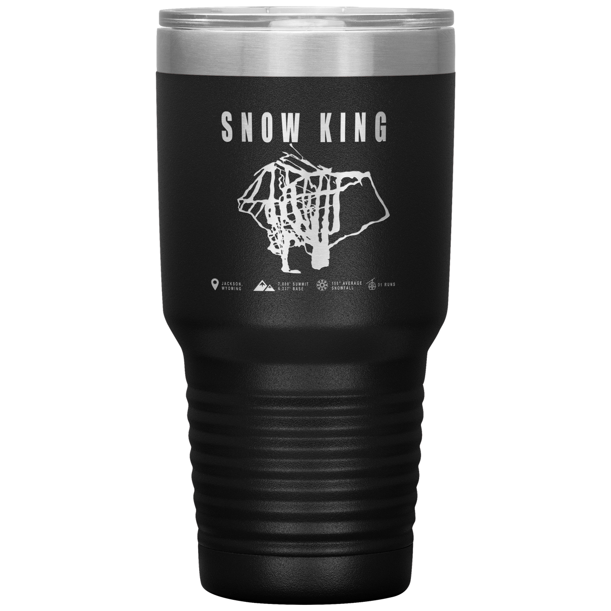 Snow King Wyoming Ski Trail Map 30oz Tumbler - Powderaddicts