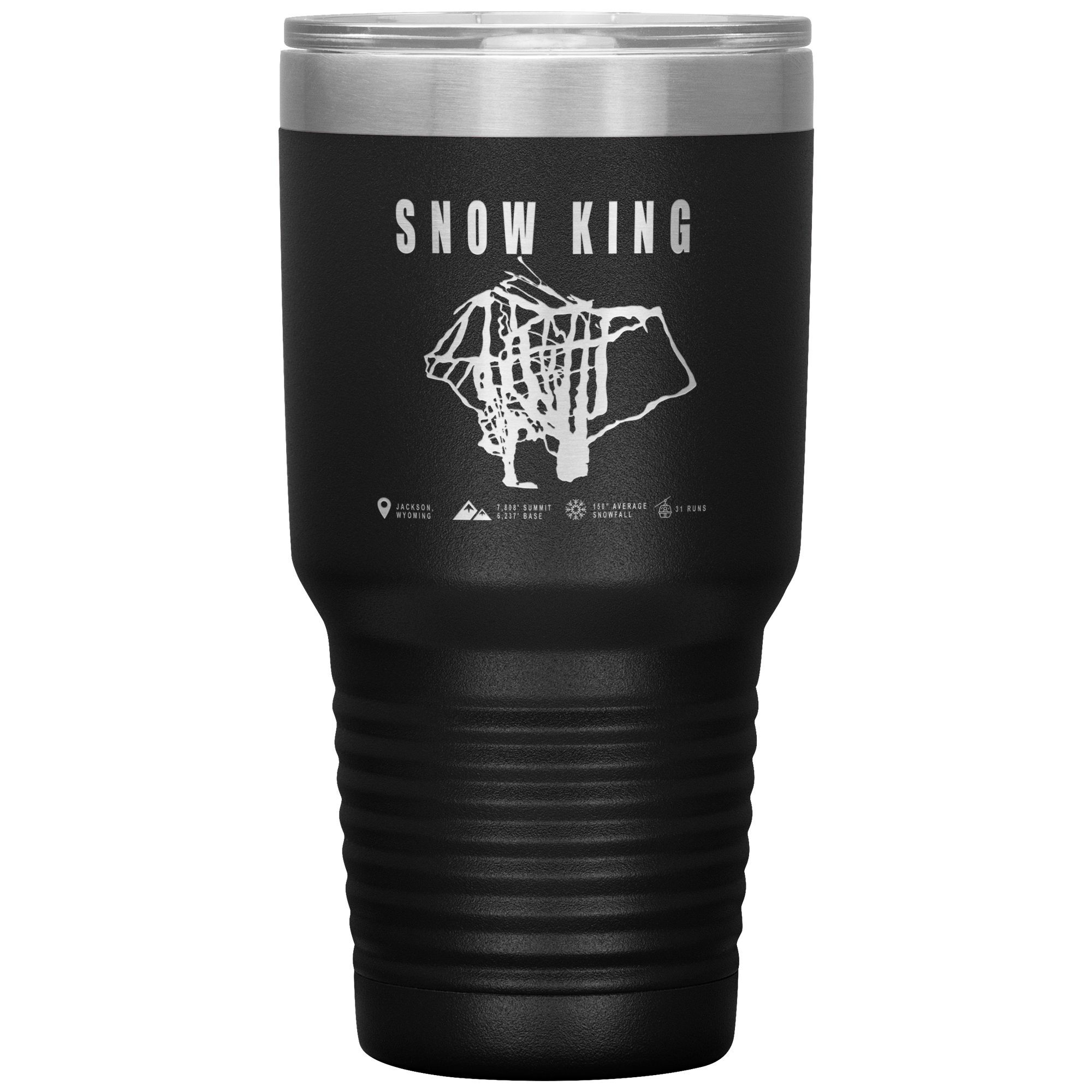 Snow King Wyoming Ski Trail Map 30oz Tumbler - Powderaddicts