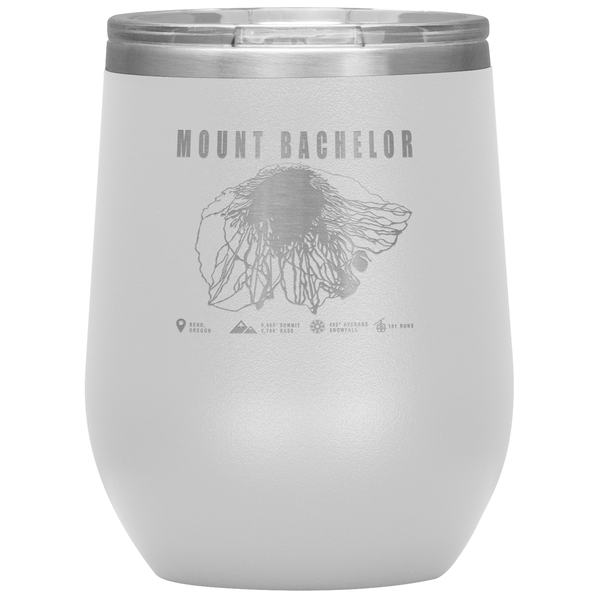 Mount Bachelor, Oregon Ski Trail Map Wine 12oz Tumbler - Powderaddicts