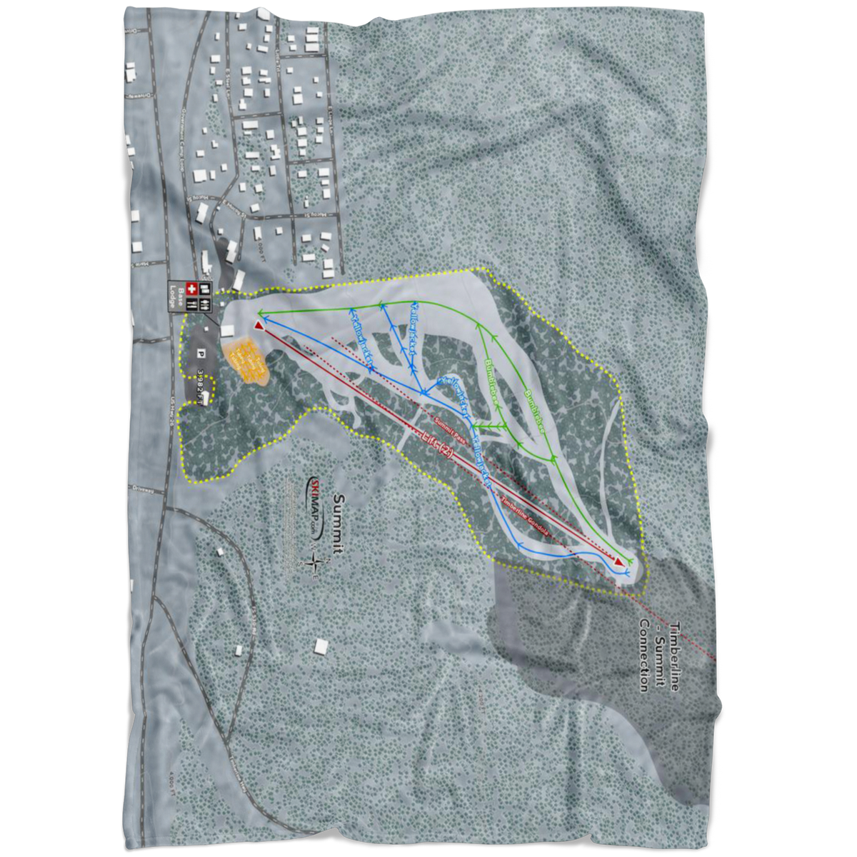 Summit, Oregon Ski Trail Map Fleece Blanket - Powderaddicts