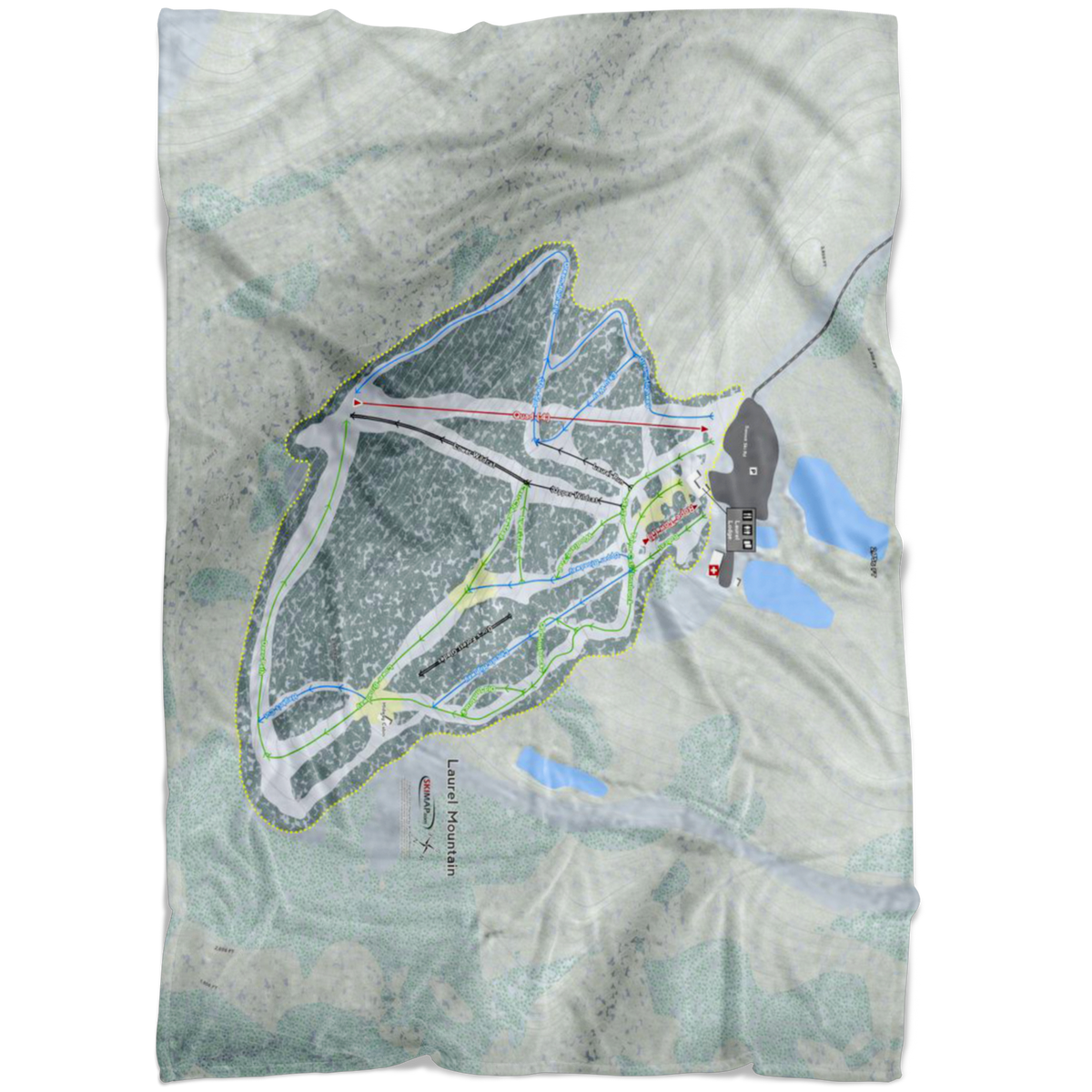 Laurel Mountain, Pennsylvania Ski Trail Map Fleece Blanket - Powderaddicts