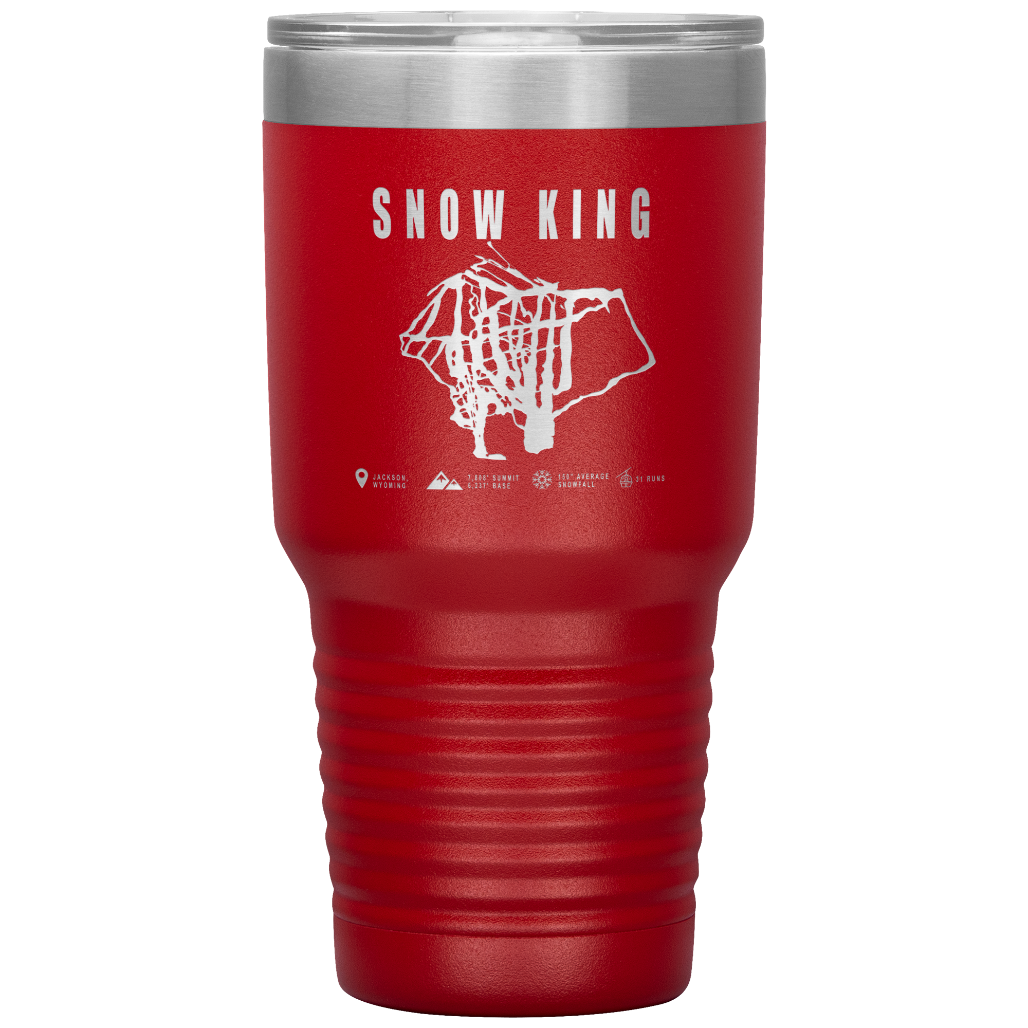 Snow King Wyoming Ski Trail Map 30oz Tumbler - Powderaddicts